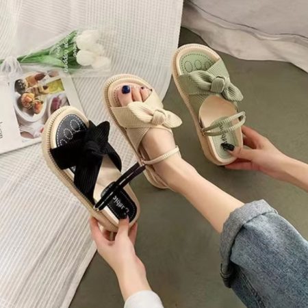 Fairy Style Butterfly Knot Platform Sandals, Womens Summer Slippers for Casual Wear